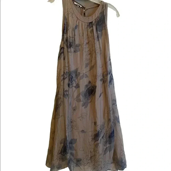 Silk Fully Lined A Line Dress with Muted Floral - Picture 5 of 9
